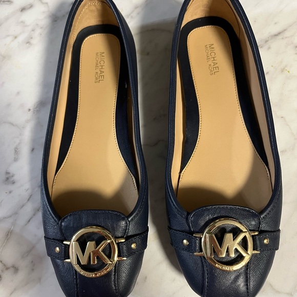 Michael Kors Navy Blue Flats with Gold Accent - Picture 10 of 10